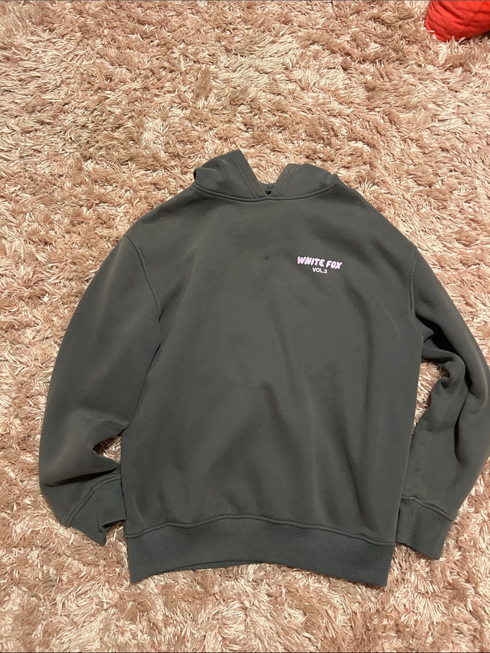 White Fox Boutique Dark Green Hoodie with Pink Logo